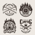 Vintage monochrome camping summer labels