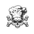 Vintage monochrome chef skull