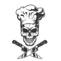 Vintage monochrome chef skull