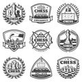 Vintage Monochrome Chess Game Labels Set Royalty Free Stock Photo