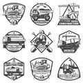 Vintage Monochrome Construction Labels Set Royalty Free Stock Photo