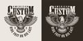 Vintage monochrome custom motorcycle emblem