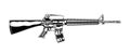 Vintage monochrome detailed illustration of m 16 assault rifle. Isolated vector template