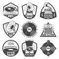 Vintage Monochrome Gramophone Labels Set Royalty Free Stock Photo