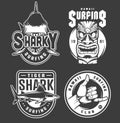 Vintage monochrome hawaii surfing badges