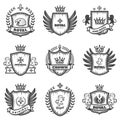 Vintage Monochrome Heraldic Emblems Set