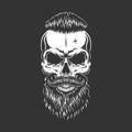 Vintage monochrome hipster skull