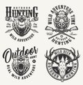 Vintage monochrome hunting badges