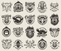 Vintage monochrome hunting emblems set