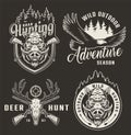 Vintage monochrome hunting logotypes