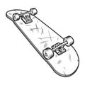 Vintage monochrome inverted skateboard template