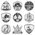 Vintage Monochrome Jazz Music Labels Set