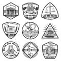 Vintage Monochrome Judicial System Labels Set Royalty Free Stock Photo