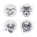 Vintage Monochrome Motorcycle Emblems Set Royalty Free Stock Photo