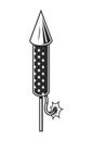 Vintage monochrome pyrotechnic rocket concept