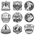 Vintage Monochrome Retro Party Labels Set