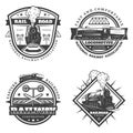 Vintage Monochrome Retro Train Emblems Set Royalty Free Stock Photo