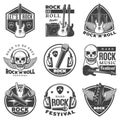 Vintage Monochrome Rock Music Labels Set Royalty Free Stock Photo