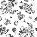 Vintage monochrome roses pattern