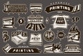 Vintage monochrome screen printing elements set