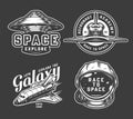 Vintage monochrome space badges set Royalty Free Stock Photo