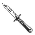 Vintage monochrome stainless combat knife concept isolated vector illustration