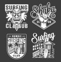 Vintage monochrome surfing club labels Royalty Free Stock Photo