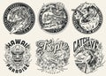 Vintage monochrome surfing emblems Royalty Free Stock Photo