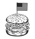 Vintage monochrome tasty burger concept