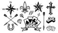 Vintage monochrome tattoo icons set