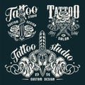 Vintage monochrome tattoo salon emblems