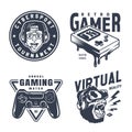 Vintage monochrome video game logos