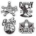 Vintage monochrome wild west emblems