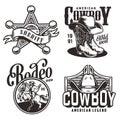 Vintage monochrome wild west emblems Royalty Free Stock Photo