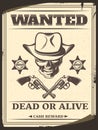 Vintage Monochrome Wild West Wanted Poster Royalty Free Stock Photo