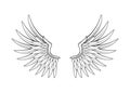 Vintage monochrome wings illustration. Isolated vector template Royalty Free Stock Photo
