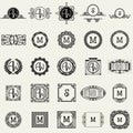 Vintage Monogram Design Templates . Icons Symbols, Retro Labels, Badges, Silhouettes. Royalty Free Stock Photo