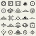 Vintage Monogram Design Templates . Icons Symbols, Retro Labels, Badges, Silhouettes. Royalty Free Stock Photo