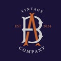 Vintage Monogram initial letter BA or AB vector illustration