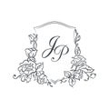 Vintage monogram template, vector illustration