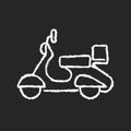 Vintage moped chalk white icon on dark background Royalty Free Stock Photo