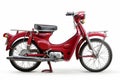 Vintage Red Moped Reviving Old-fashioned Vibeon White Background. AI Generated Royalty Free Stock Photo