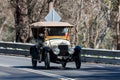 Vintage Mor automobile driving on country roads