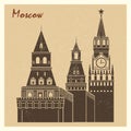 Moscow Kremlin grunge postcard design