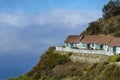 Vintage motel perched on cliff above the ocean