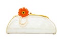 Vintage Mother of Pearl evening bag on white Royalty Free Stock Photo