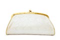 Vintage Mother of Pearl evening bag on white Royalty Free Stock Photo