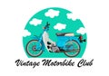 Vintage motorbike club vector logo design with green background.