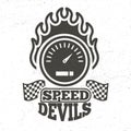 Vintage motorbike and motorcycle sport emblem with grunge effect