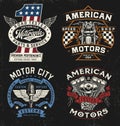 Vintage motorcycle badge, label, logo, t-shirt graphic set Royalty Free Stock Photo